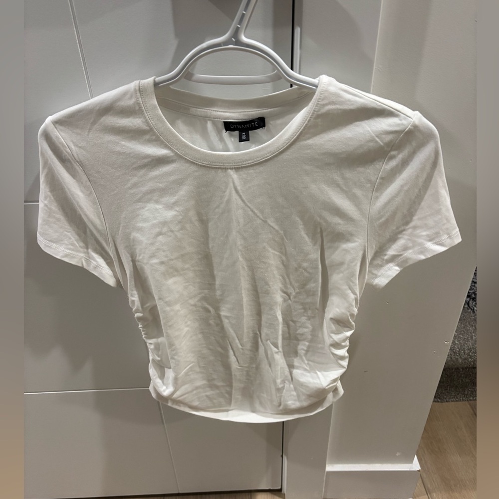 NEW- Dynamite Shirring Side Detail T-Shirt